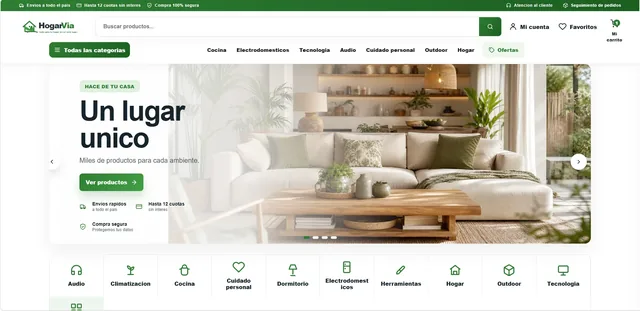 Tienda online HogarVía desarrollada por WebStoreAR